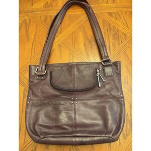 Vtg. Stone‎ Mountain Soft Leather Studded Reddish Brown shoulder handbag Purse